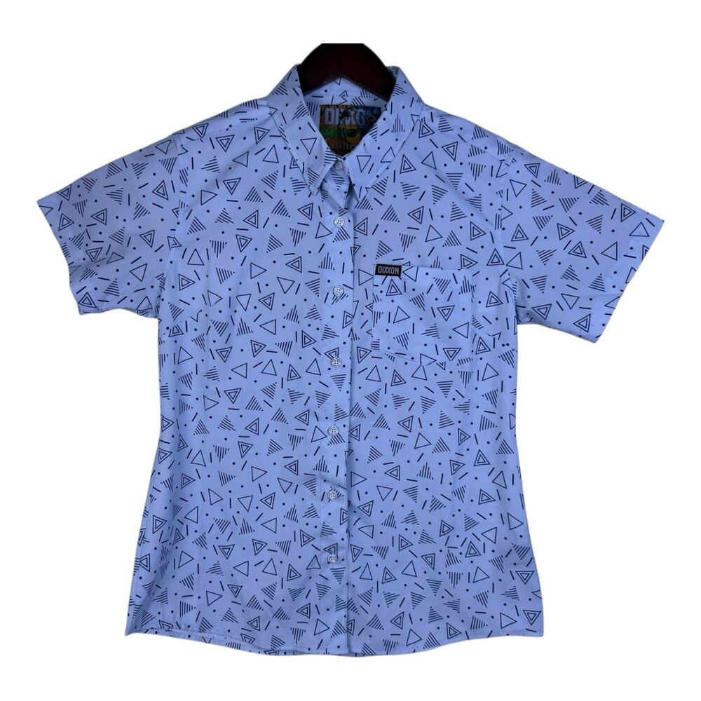 Dixxon Tainted Love Button Up Shirt Men's Medium Short Sleeve Geometric